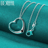 925 Silver Heart Pendant Necklace Chain For Women Wedding Charm Jewelry