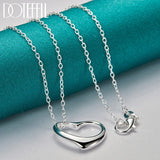 925 Silver Heart Pendant Necklace Chain For Women Wedding Charm Jewelry