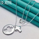 925 Silver 18-30" Chain Round Cross Pendant Necklace Wedding Engagement