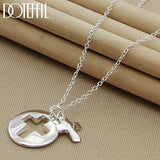 925 Silver Chain Cross Pendant Necklace Women Wedding Charm Jewelry