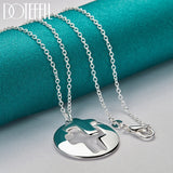 925 Silver 18-30" Chain Round Cross Pendant Necklace Wedding Engagement