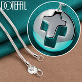 925 Silver 18-30" Chain Round Cross Pendant Necklace Wedding Engagement