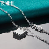 925 Silver Square Lock Pendant Necklace 18-30 Inch Chain Wedding Jewelry