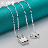 925 Silver Square Lock Pendant Necklace 18-30 Inch Chain Wedding Jewelry