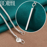 925 Silver 18-30 Inch Chain Square Column Pendant Necklace Women Wedding Charm