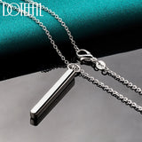 925 Silver 18-30 Inch Chain Square Column Pendant Necklace Women Wedding Charm