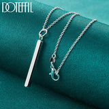 925 Silver 18-30 Inch Chain Square Column Pendant Necklace Women Wedding Charm