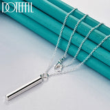 925 Silver 18-30 Inch Chain Square Column Pendant Necklace Women Wedding Charm
