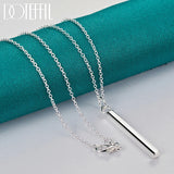 925 Silver 18-30 Inch Chain Square Column Pendant Necklace Women Wedding Charm
