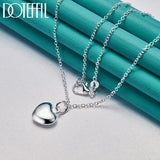 925 Silver Snake Chain Heart Pendant Necklace Wedding Charm Jewelry