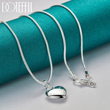 925 Silver Snake Chain Heart Pendant Necklace Wedding Charm Jewelry