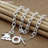 925 Silver 18" Chain Double Butterfly Pendant Necklace for Women