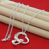 Sterling Silver Double Heart Pendant Necklace 18 Inch Chain