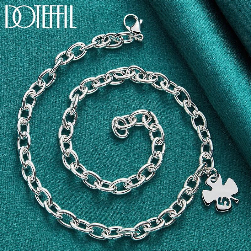 925 Silver Clover Pendant Necklace 18" Chain