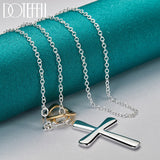 925 Silver 18" Chain Heart Cross Pendant Necklace