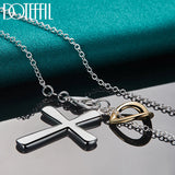 925 Silver 18" Chain Heart Cross Pendant Necklace