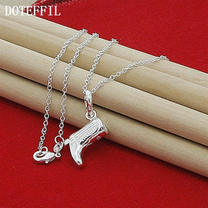 925 Silver High Heels Shoes Pendant Necklace For Women