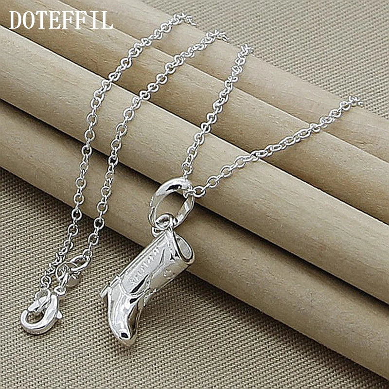 925 Silver High Heels Shoes Pendant Necklace For Women