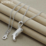 925 Silver High Heels Shoes Pendant Necklace For Women