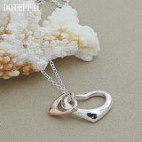 925 Silver Rose Double Heart Pendant Necklace for Women
