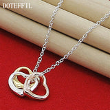 925 Silver 18" Chain Heart Pendant Necklace Women Wedding Jewelry