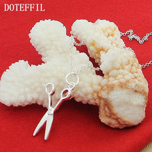 925 Silver 18 Inch Scissors Pendant Necklace for Women