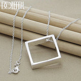 925 Silver Square Pendant Necklace 18 Inch Chain Wedding Charm Jewelry