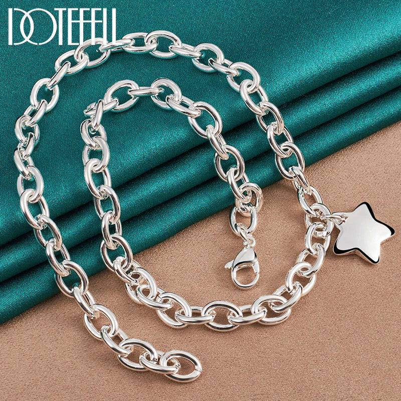 Sterling Silver Star Pendant Necklace 18 Inch Chain