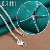 925 Silver Starfish Pendant Necklace 18 Inch Chain Women Wedding Jewelry