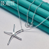 925 Silver Starfish Pendant Necklace 18in Chain Women Engagement Jewelry