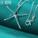 925 Silver Starfish Pendant Necklace 18in Chain Women Engagement Jewelry