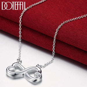 925 Silver Hearts Pendant Necklace Charm Wedding Jewelry