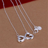 925 Silver Hearts Pendant Necklace Charm Wedding Jewelry
