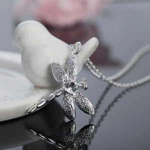 925 Silver 18" Crystal Dragonfly Pendant Necklace Wedding Party Jewelry