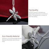 925 Silver 18" Crystal Dragonfly Pendant Necklace Wedding Party Jewelry