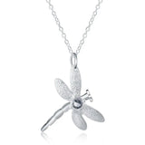 925 Silver 18" Crystal Dragonfly Pendant Necklace Wedding Party Jewelry