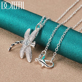 925 Silver 18" Crystal Dragonfly Pendant Necklace Wedding Party Jewelry