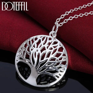 925 Silver Tree Pendant Necklace, 18 Inch, Wedding Party Jewelry