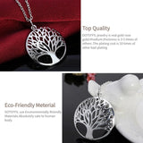 925 Silver Tree Pendant Necklace, 18 Inch, Wedding Party Jewelry