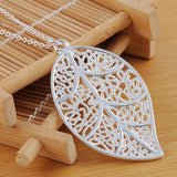 925 Silver Leaf Pendant Necklace Wedding Engagement Party Charm Jewelry