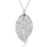 925 Silver Leaf Pendant Necklace Wedding Engagement Party Charm Jewelry