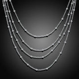 925 Silver 18" Multi-Chain Beads Necklace Women Wedding Party Jewelry