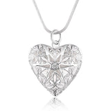 925 Silver Heart Photo Frame Necklace 18 Inch Snake Chain Women Wedding Charm