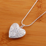 925 Silver 18 Inch Heart Photo Frame Necklace Women Wedding Party Charm