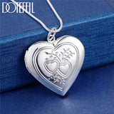 925 Silver 18 Inch Heart Photo Frame Necklace Wedding Charm Jewelry
