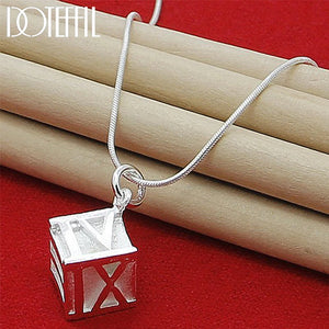 925 Silver Snake Chain Roman Numeral Necklace for Women