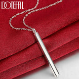 925 Silver Square Column Pendant Necklace For Women
