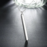 925 Silver Square Column Pendant Necklace For Women