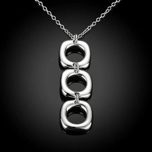 925 Sterling Silver Square Pendant Necklace Geometric Charm Jewelry