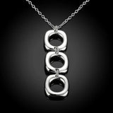 925 Sterling Silver Square Pendant Necklace Geometric Charm Jewelry